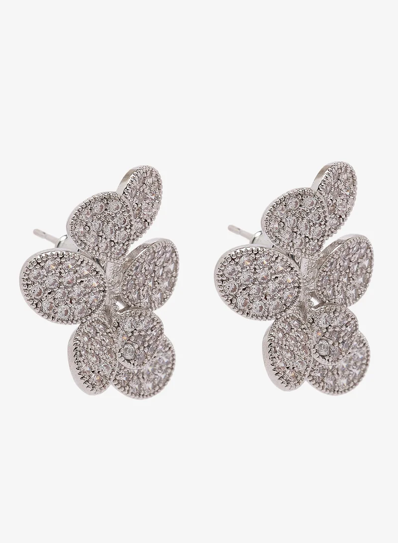 Khizana Floral Rhinestone Embellished Earrings